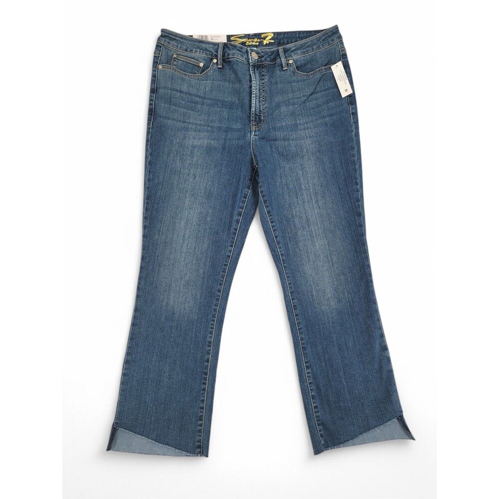 Seven7 Fashion Jean High Rise Slim Through Hip Thigh Jeans 14 NWT Raw Hem